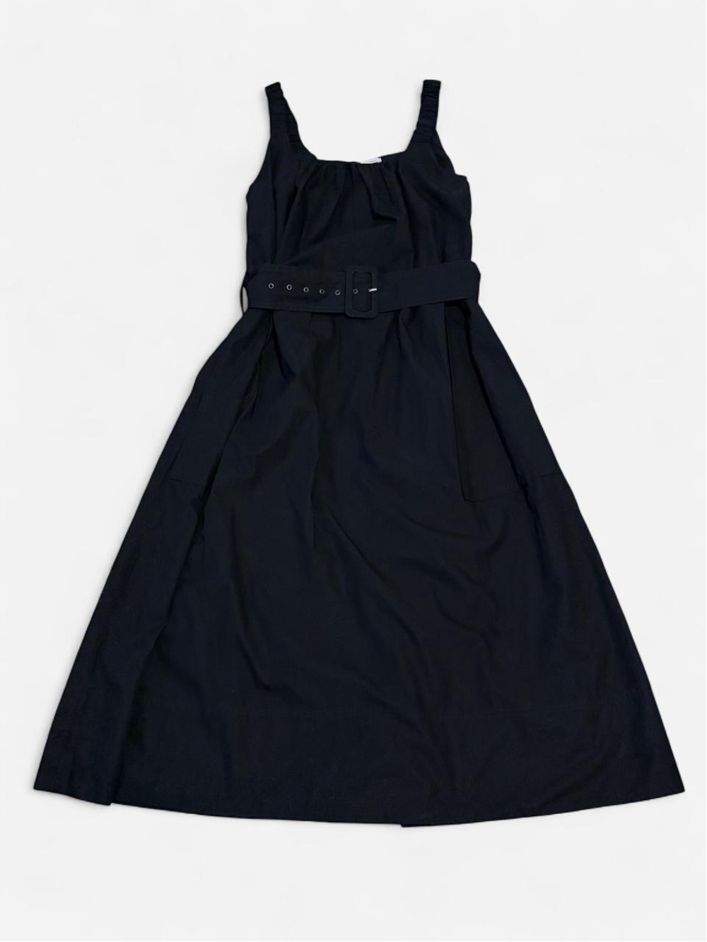 Free Assembly Black Midi Sundress with Waist Belt